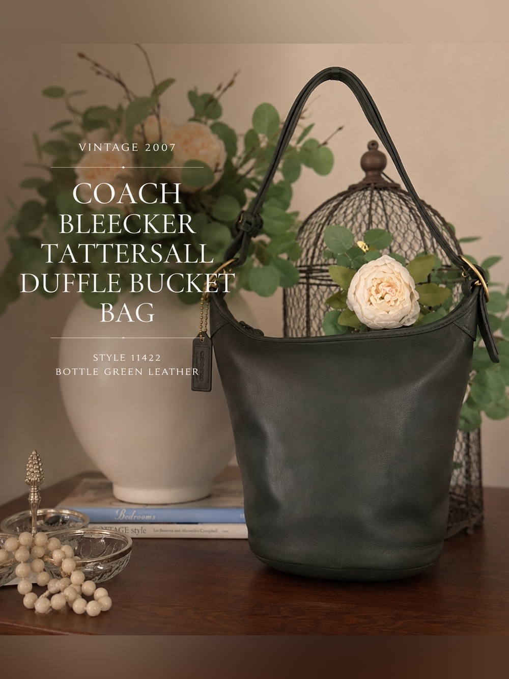 Vintage 2007 Coach Bleecker Tattersall Duffle Bucket Bag | Bottle Green